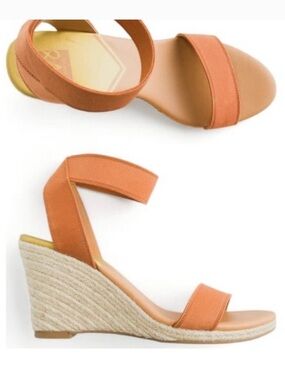 DV8 Praga Cognac Elastic Strap Espadrille Wedge Sandals Tan Brown Size 7 Boho